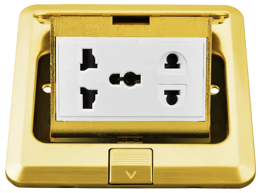 Bộ ổ cắm âm sàn đa năng + ổ đơn 2 chấu chống ẩm